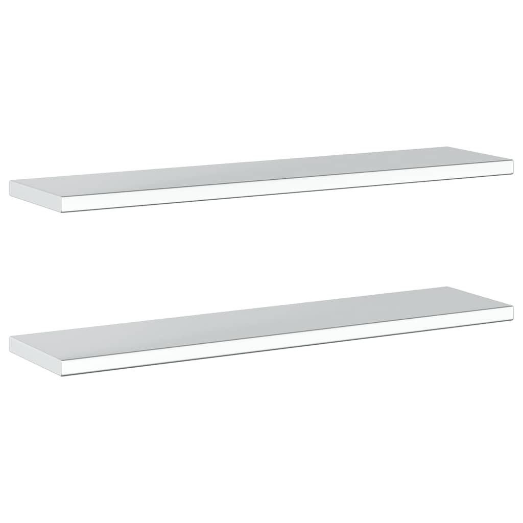 Prateleiras de parede 2pcs 100x23,5x3cm aço inoxidável prateado