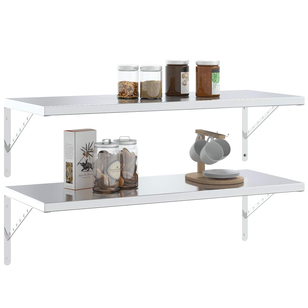 Suportes prateleira 4pcs 40x2,5x25 cm aço inoxidável prateado