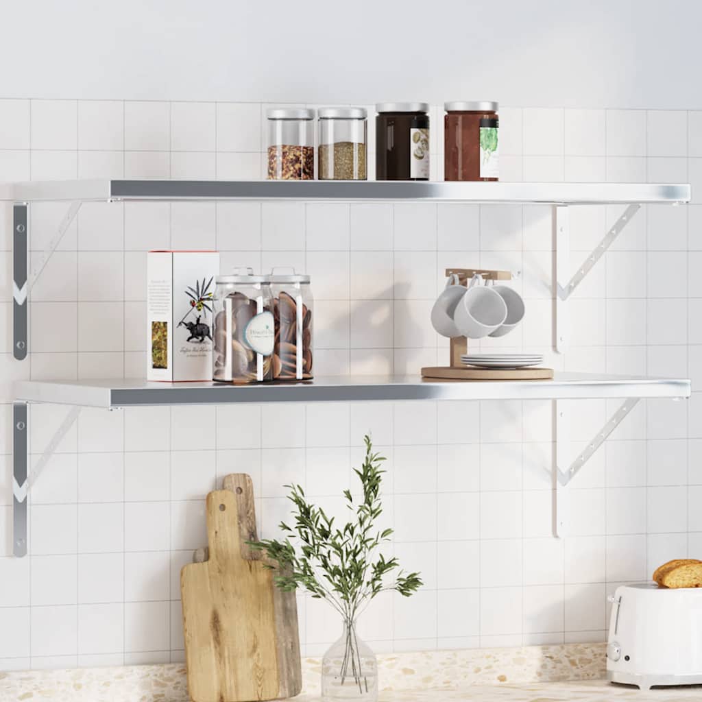 Suportes prateleira 4pcs 40x2,5x25 cm aço inoxidável prateado