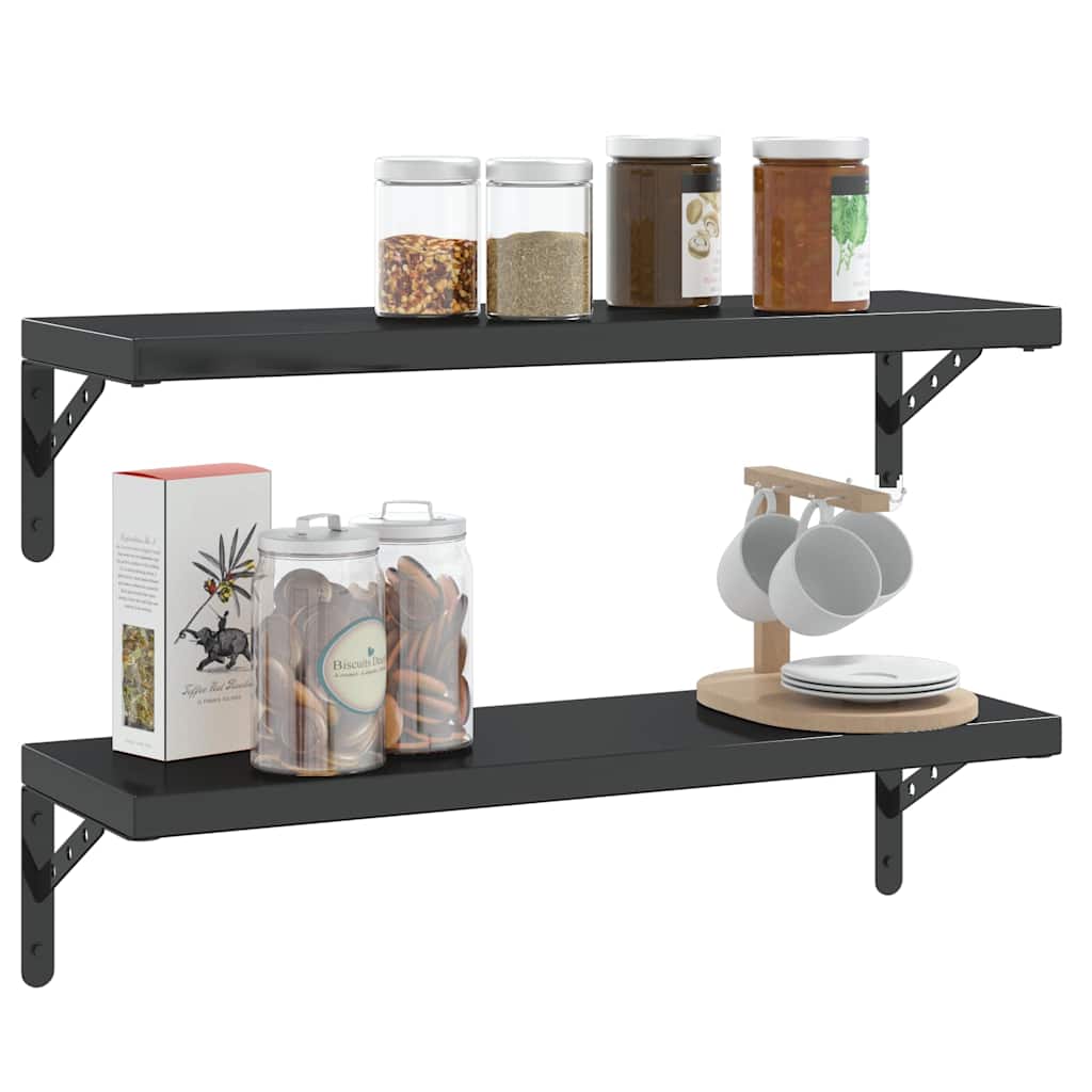 Suportes prateleira 4pcs 23,5x2,5x15,5 cm aço inoxidável preto