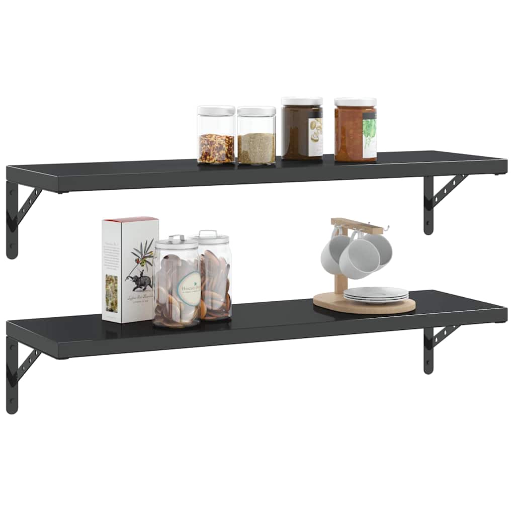 Suportes prateleira 4pcs 30x2,5x15,5 cm aço inoxidável preto