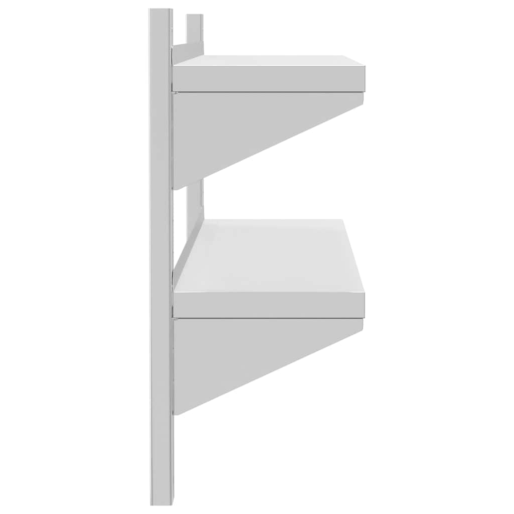 Estante parede 2 prateleiras 100x23,5x60cm aço inoxidável prata