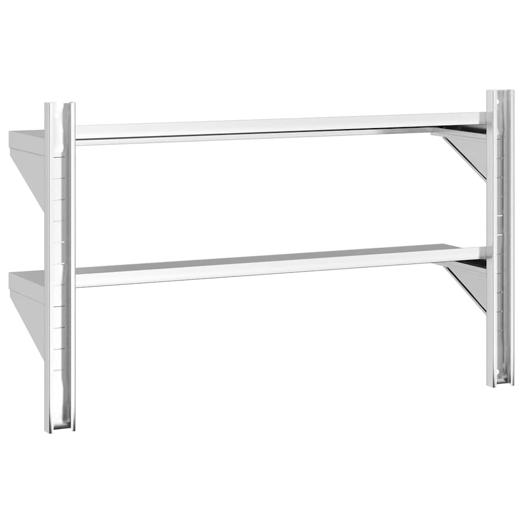Estante parede 2 prateleiras 100x23,5x60cm aço inoxidável prata