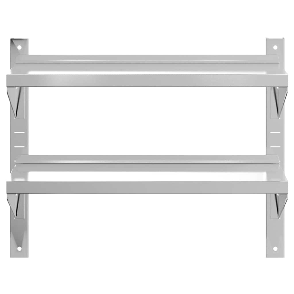 Estante parede 2 prateleiras 75x30x60 cm aço inoxidável prata
