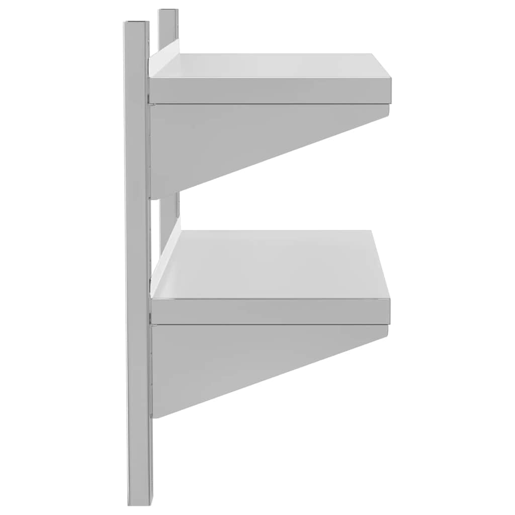 Estante parede 2 prateleiras 75x30x60 cm aço inoxidável prata