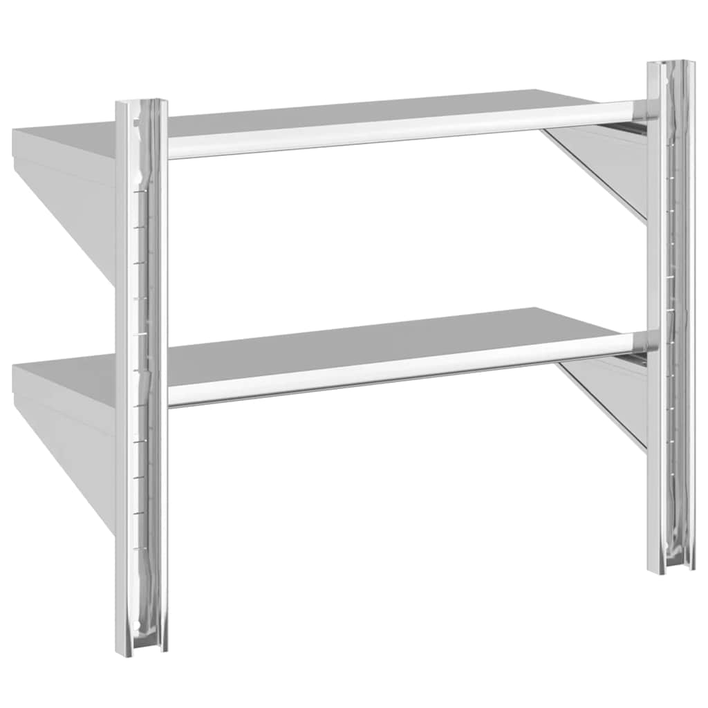 Estante parede 2 prateleiras 75x30x60 cm aço inoxidável prata