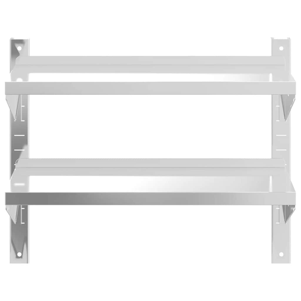 Estante parede 2 prateleiras 75x23,5x60 cm aço inoxidável prata