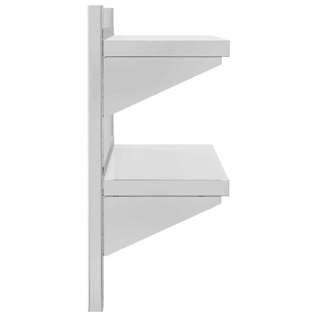 Estante parede 2 prateleiras 75x23,5x60 cm aço inoxidável prata