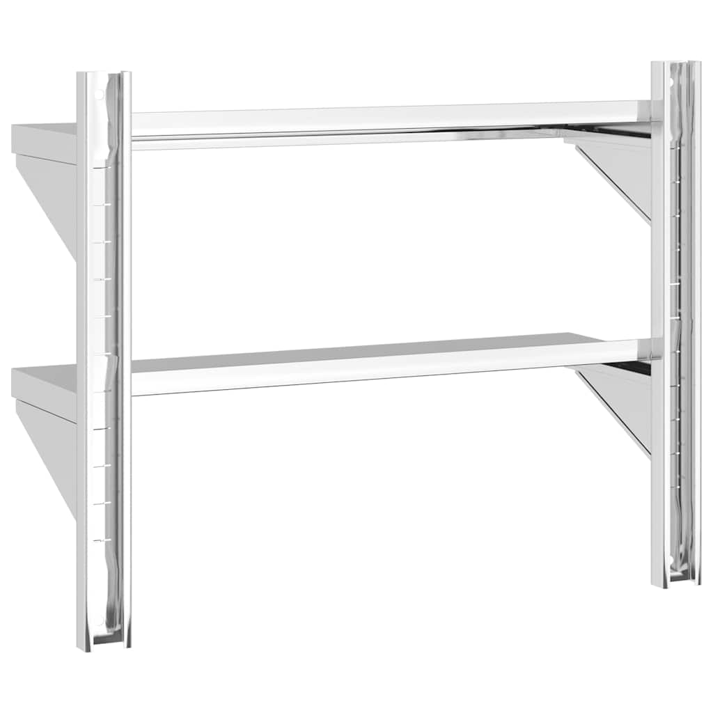 Estante parede 2 prateleiras 75x23,5x60 cm aço inoxidável prata