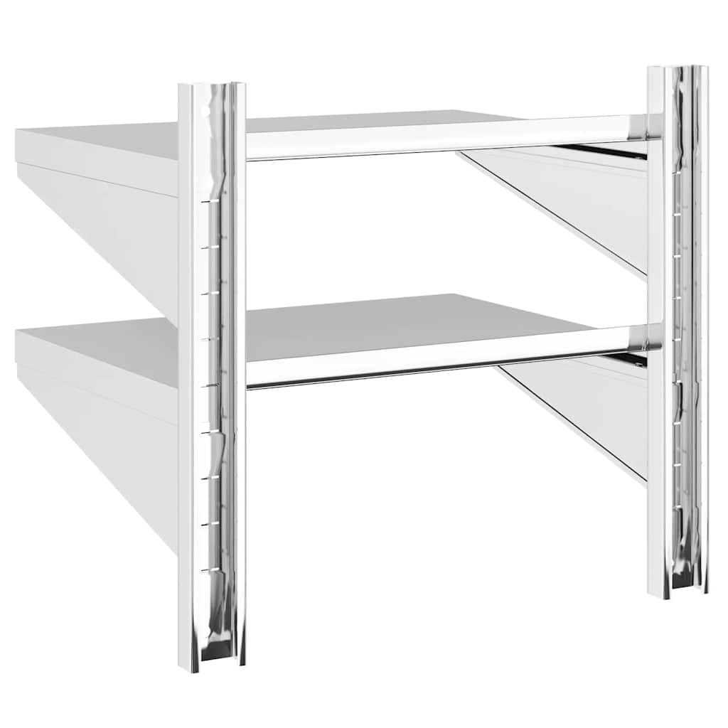 Estante parede 2 prateleiras 50x40x48 cm aço inoxidável prata