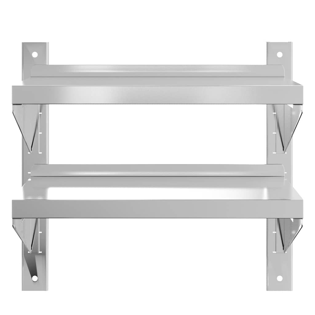 Estante parede 2 prateleiras 50x30x48 cm aço inoxidável prata