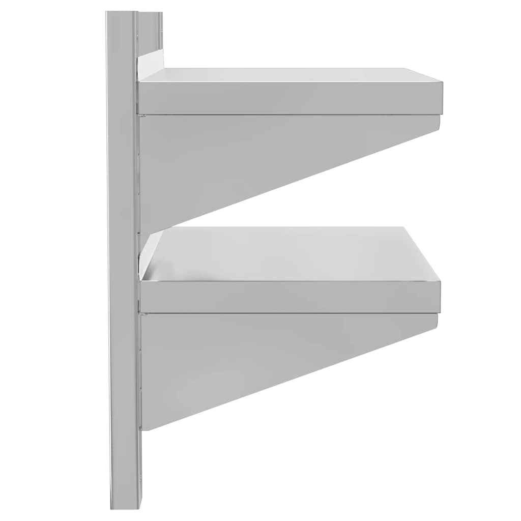 Estante parede 2 prateleiras 50x30x48 cm aço inoxidável prata