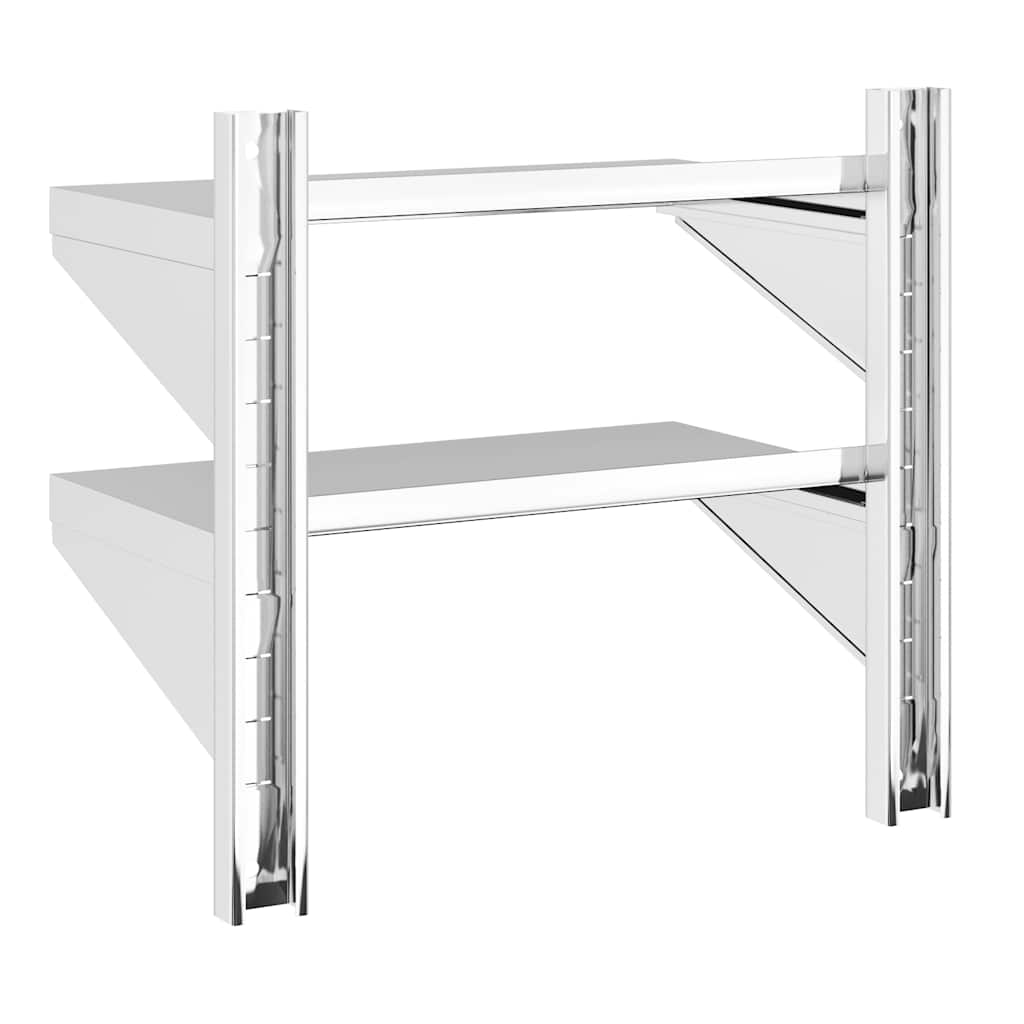 Estante parede 2 prateleiras 50x30x48 cm aço inoxidável prata