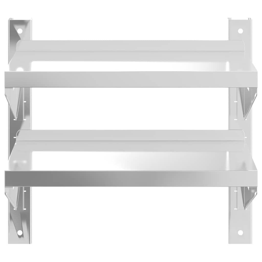 Estante parede 2 prateleiras 50x23,5x48 cm aço inoxidável prata