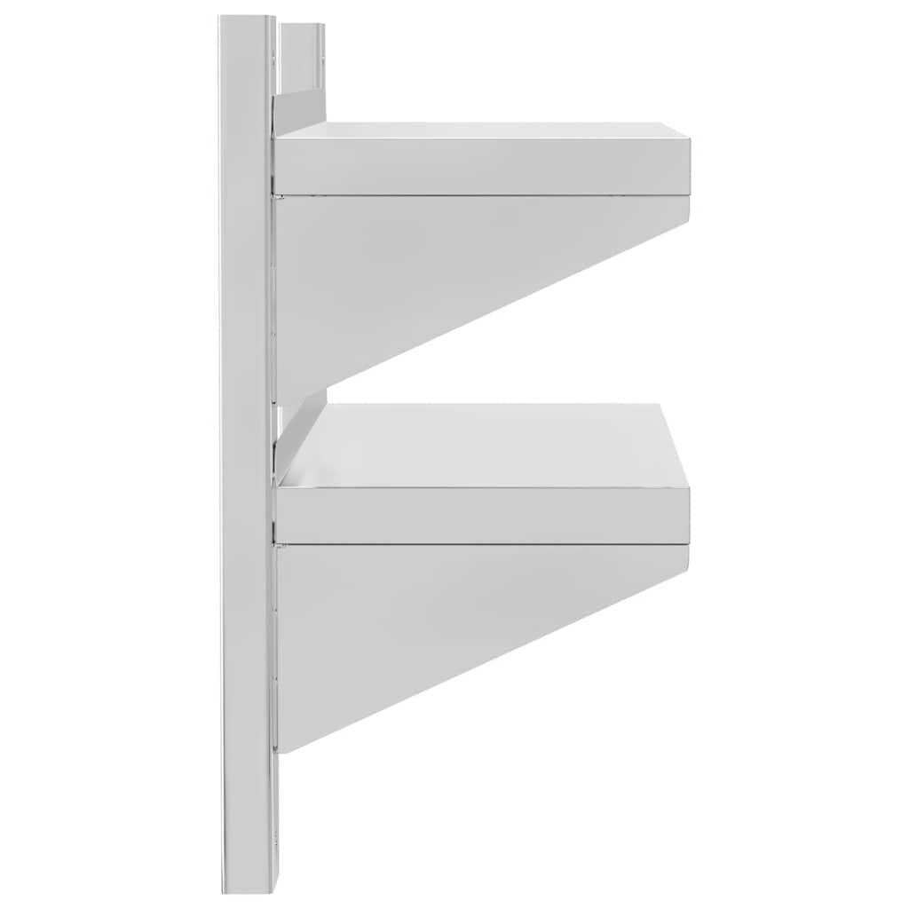 Estante parede 2 prateleiras 50x23,5x48 cm aço inoxidável prata