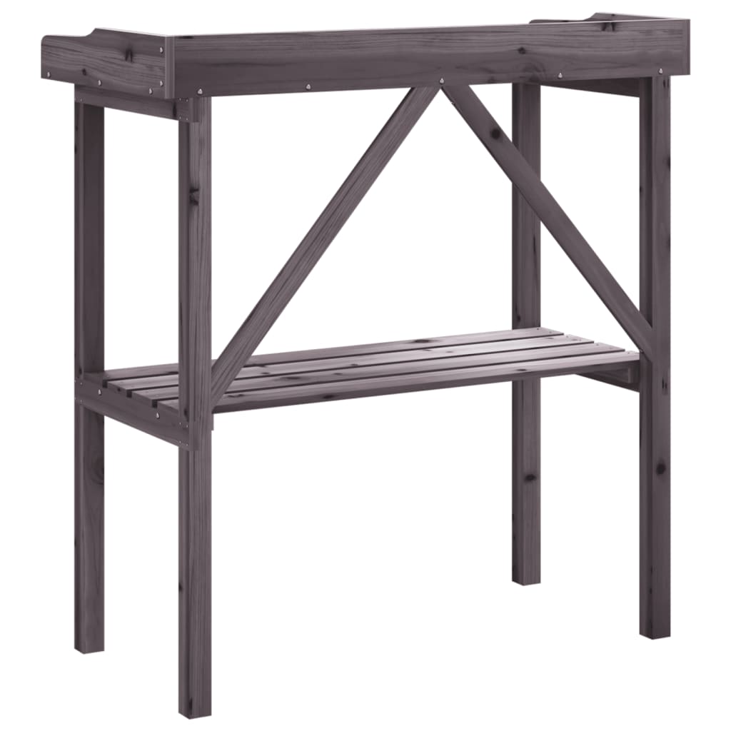 Mesa p/ plantas c/ prateleira 78x38x82,5 cm abeto maciço cinza
