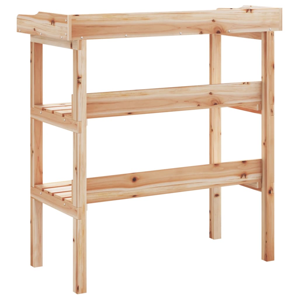 Mesa apoio p/ plantas c/ prateleiras 78x38x82,5 cm abeto maciço