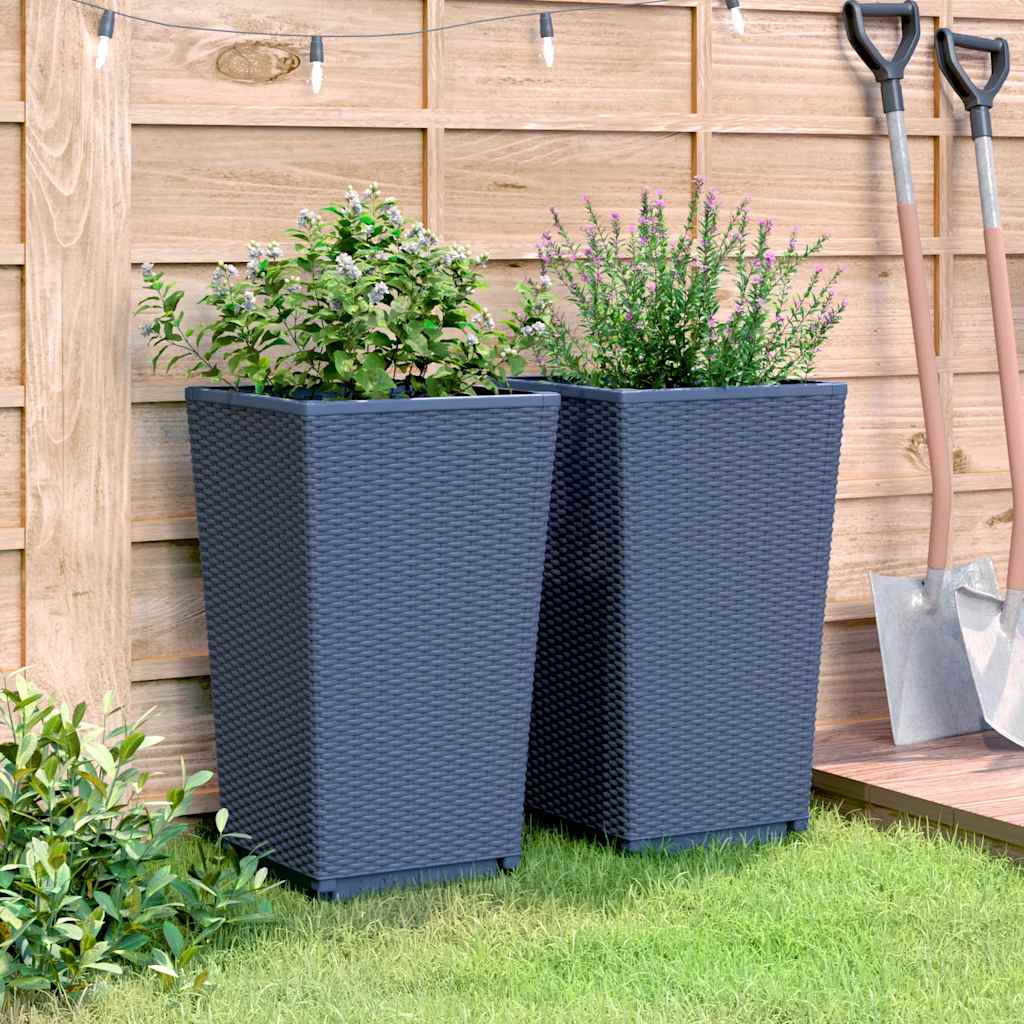 Vasos/floreiras 2 pcs 32,5x32,5x57 cm PP cinzento azul