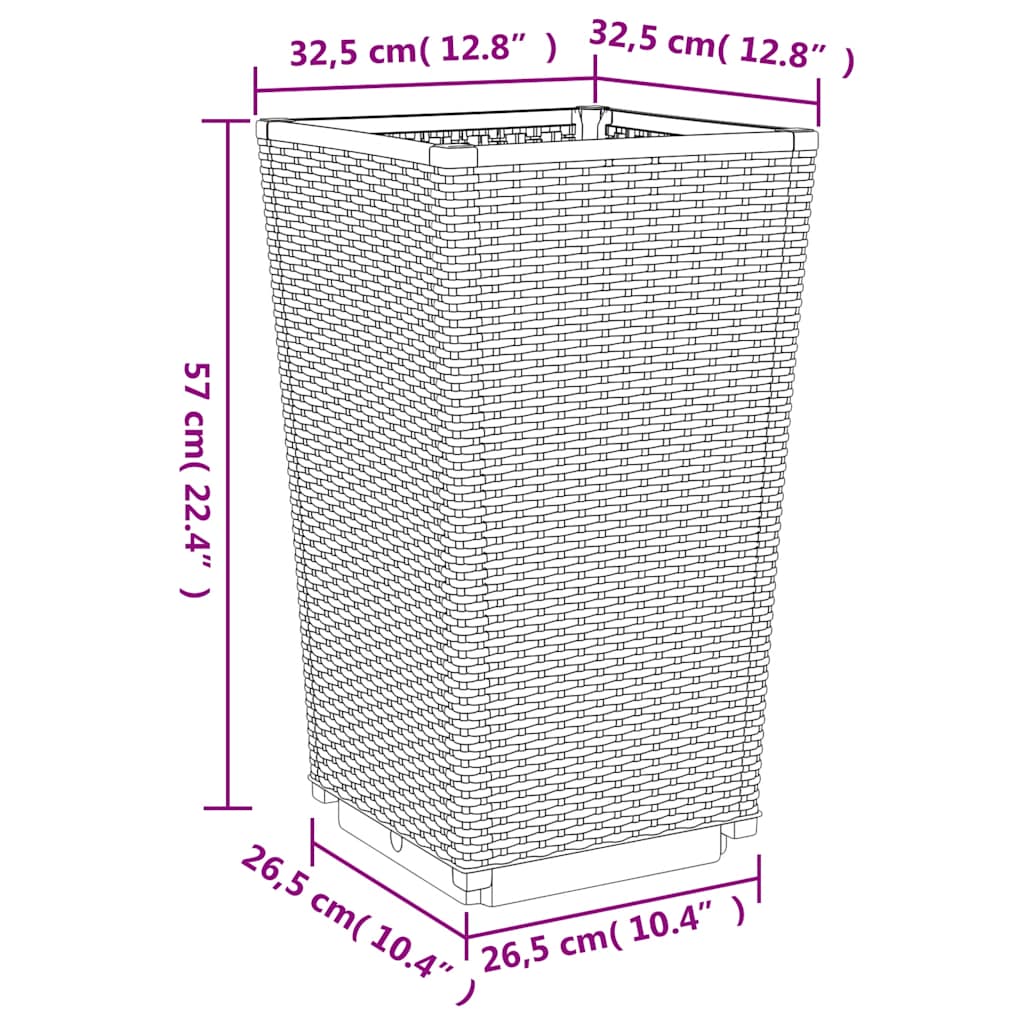 Vasos/floreiras 4 pcs 32,5x32,5x57 cm PP cinzento azul