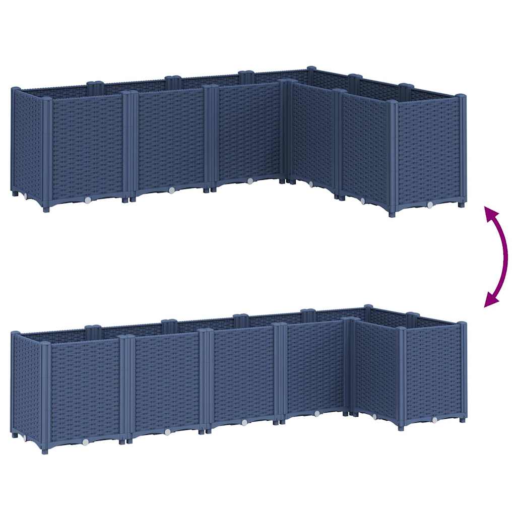 Vaso/floreira 160x120x53 cm PP cinzento azul