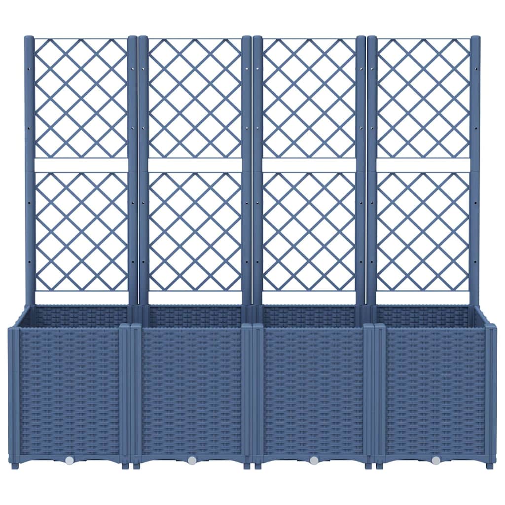 Vaso/floreira de jardim c/ treliça 160x40x140 cm PP cinzento azul