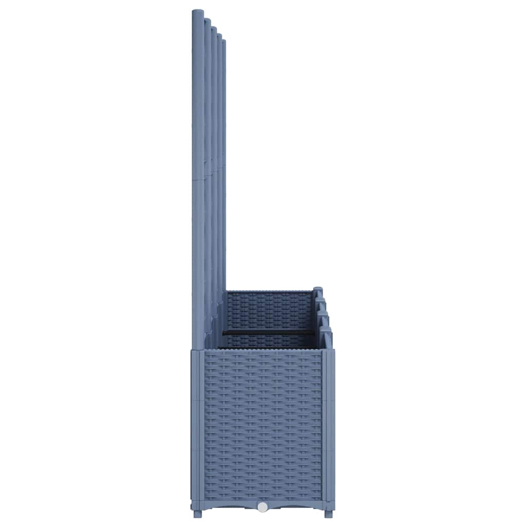 Vaso/floreira de jardim c/ treliça 160x40x140 cm PP cinzento azul
