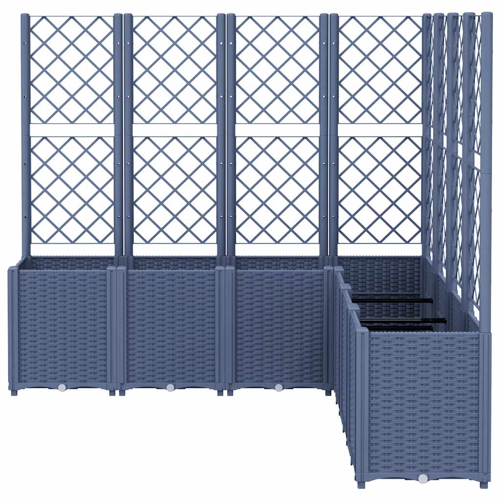 Vaso/floreira de jardim c/ treliça 160x160x140 cm PP cinzento azul