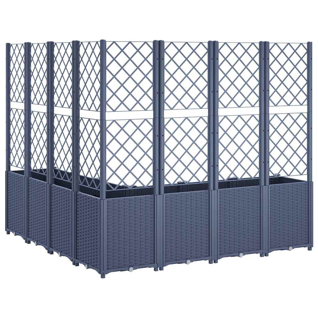 Vaso/floreira de jardim c/ treliça 160x160x140 cm PP cinzento azul