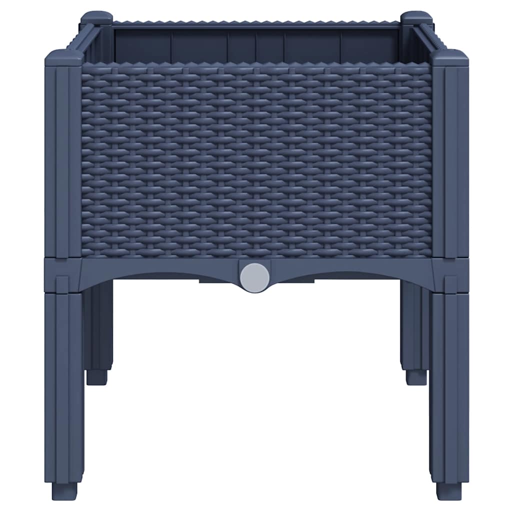 Vaso/floreira de jardim c/ pernas 40x40x42 cm PP cinzento azul