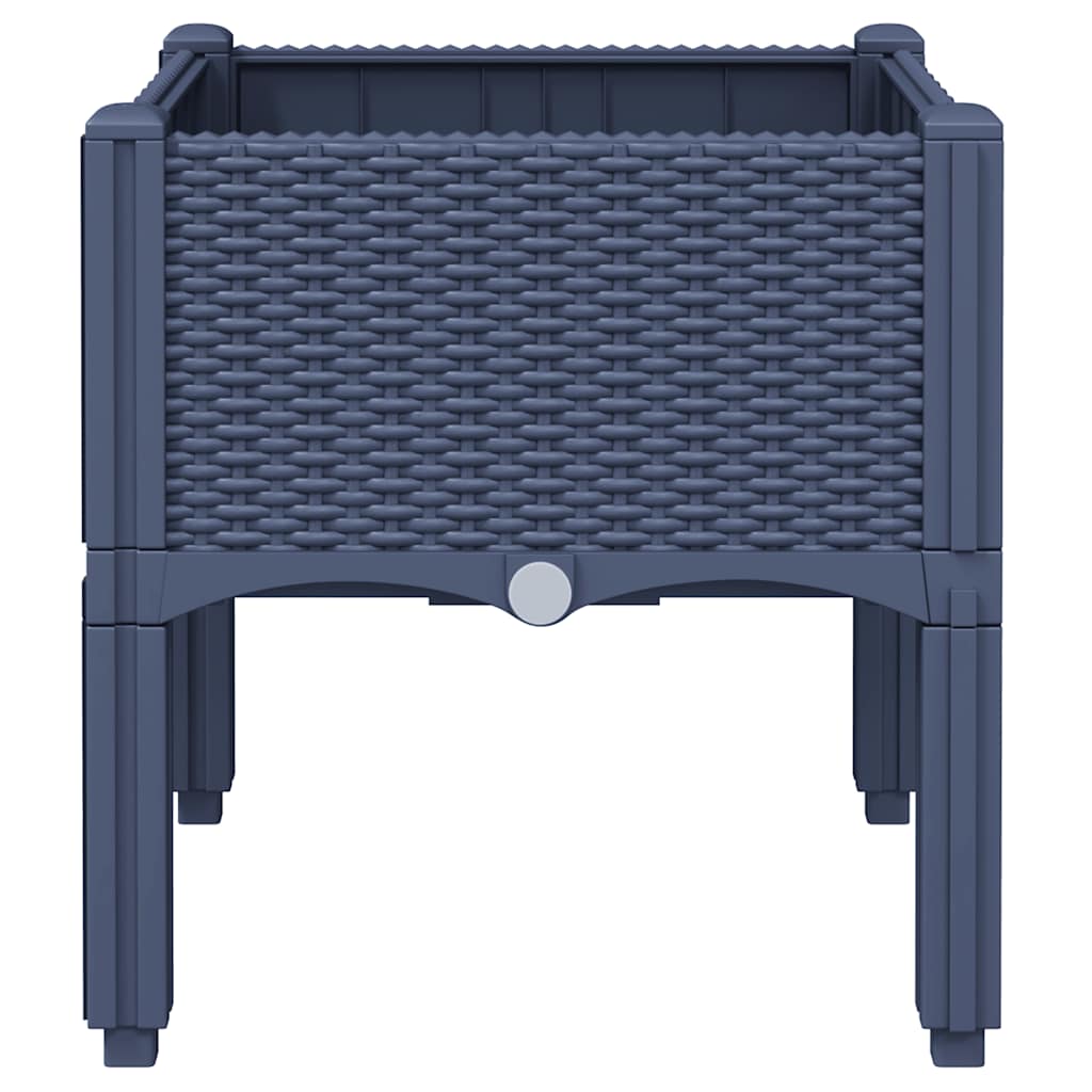 Vaso/floreira de jardim c/ pernas 40x40x42 cm PP cinzento azul