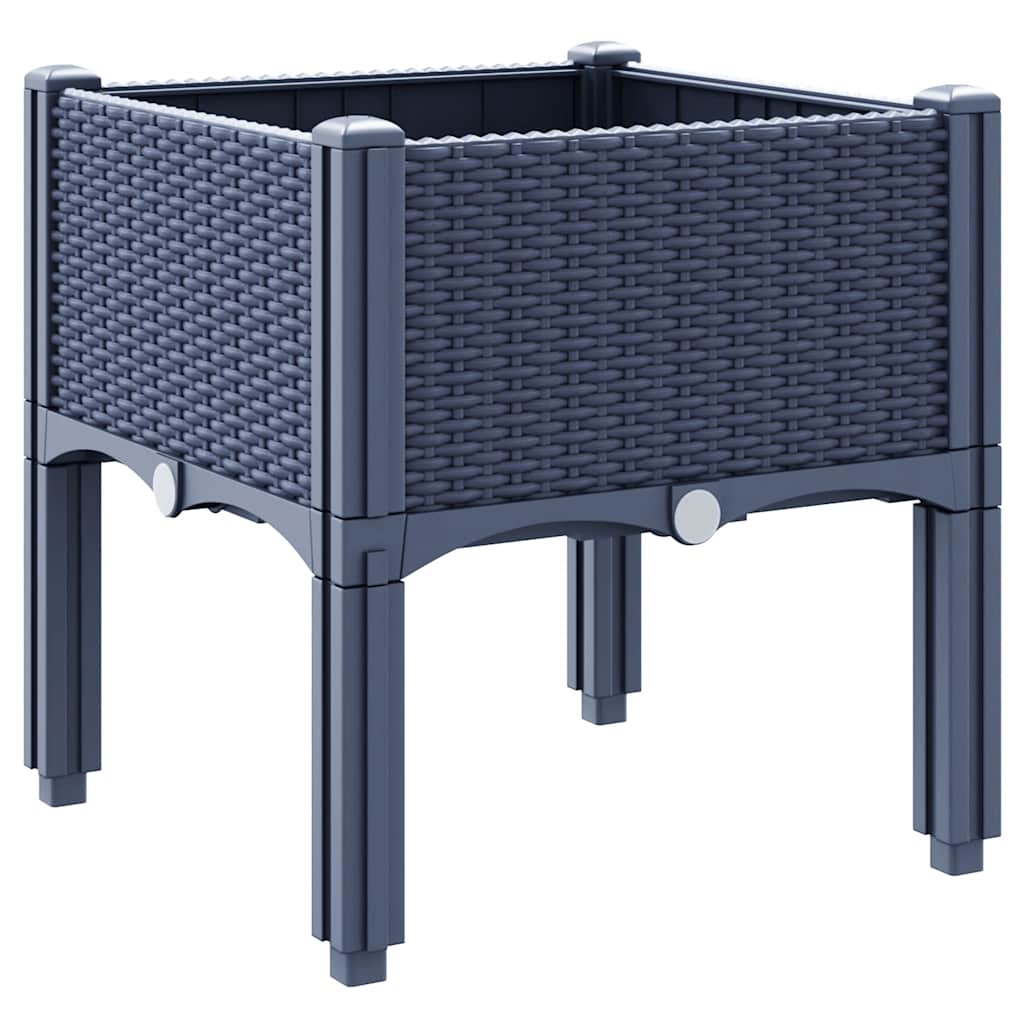 Vaso/floreira de jardim c/ pernas 40x40x42 cm PP cinzento azul