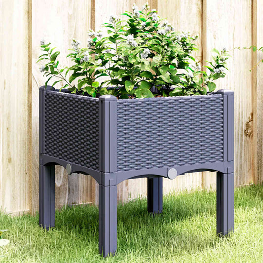 Vaso/floreira de jardim c/ pernas 40x40x42 cm PP cinzento azul
