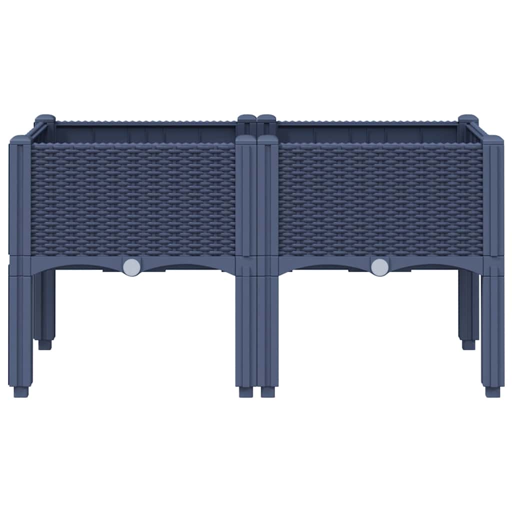 Vaso/floreira de jardim c/ pernas 80x40x42 cm PP cinzento azul
