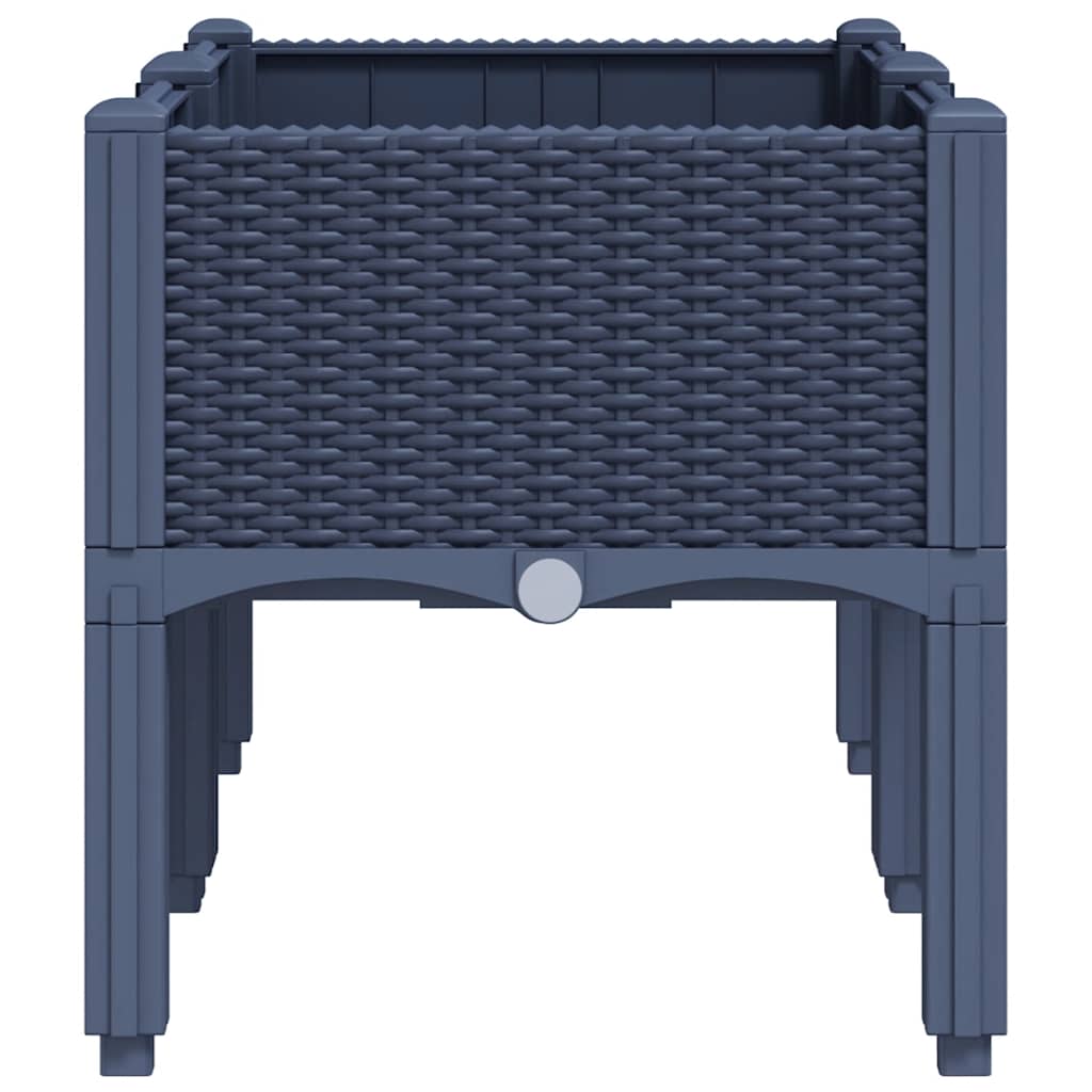Vaso/floreira de jardim c/ pernas 80x40x42 cm PP cinzento azul