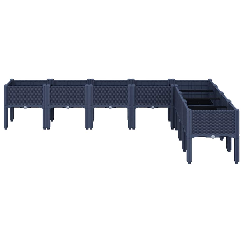 Vaso/floreira de jardim c/ pernas 200x160x42 cm PP cinzento azul