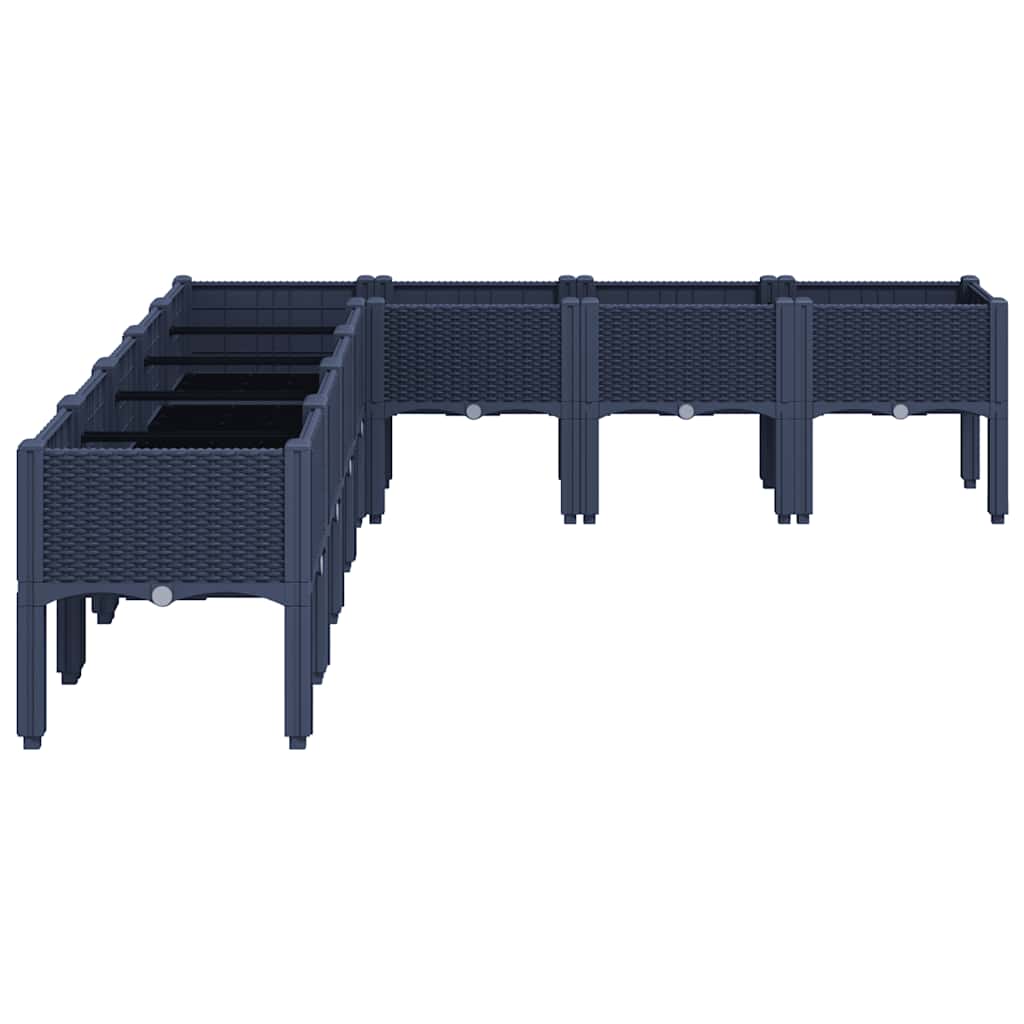 Vaso/floreira de jardim c/ pernas 200x160x42 cm PP cinzento azul