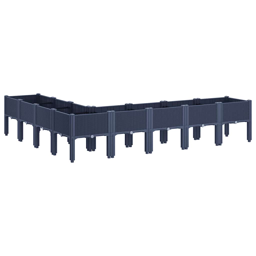 Vaso/floreira de jardim c/ pernas 200x160x42 cm PP cinzento azul