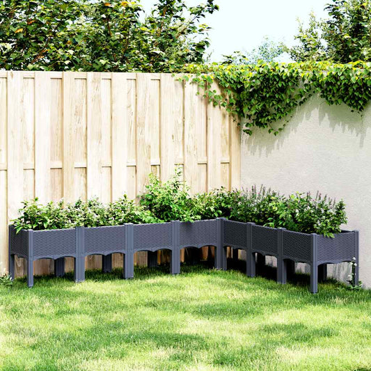 Vaso/floreira de jardim c/ pernas 200x160x42 cm PP cinzento azul