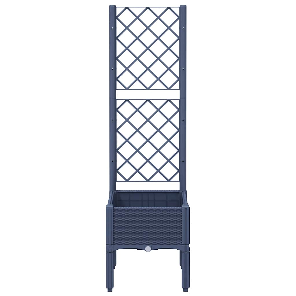 Vaso/floreira de jardim c/ treliça 40x40x142 cm PP cinzento azul