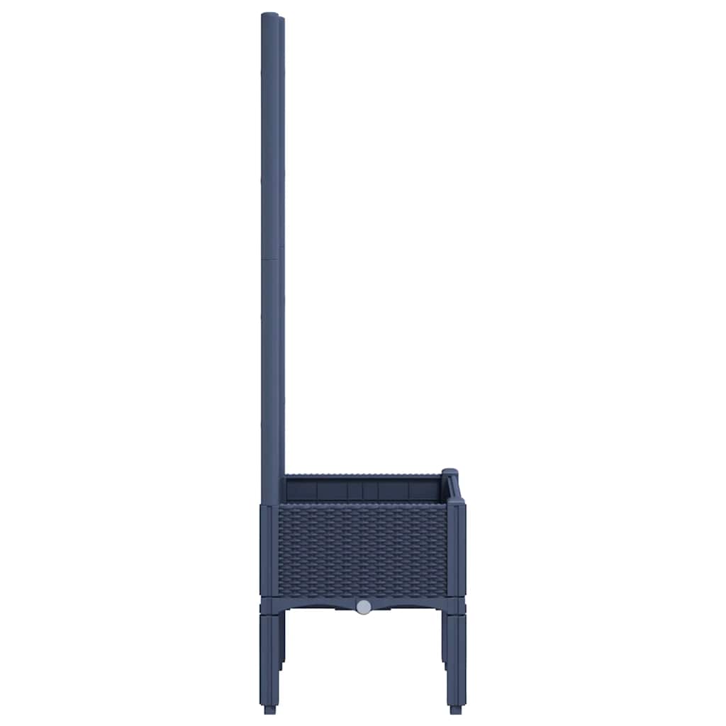 Vaso/floreira de jardim c/ treliça 40x40x142 cm PP cinzento azul