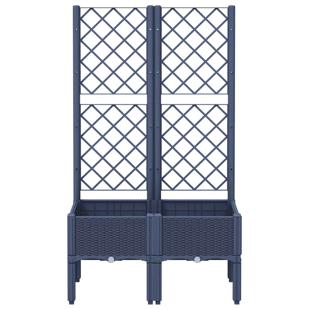 Vaso/floreira de jardim c/ treliça 80x40x142 cm PP cinzento azul