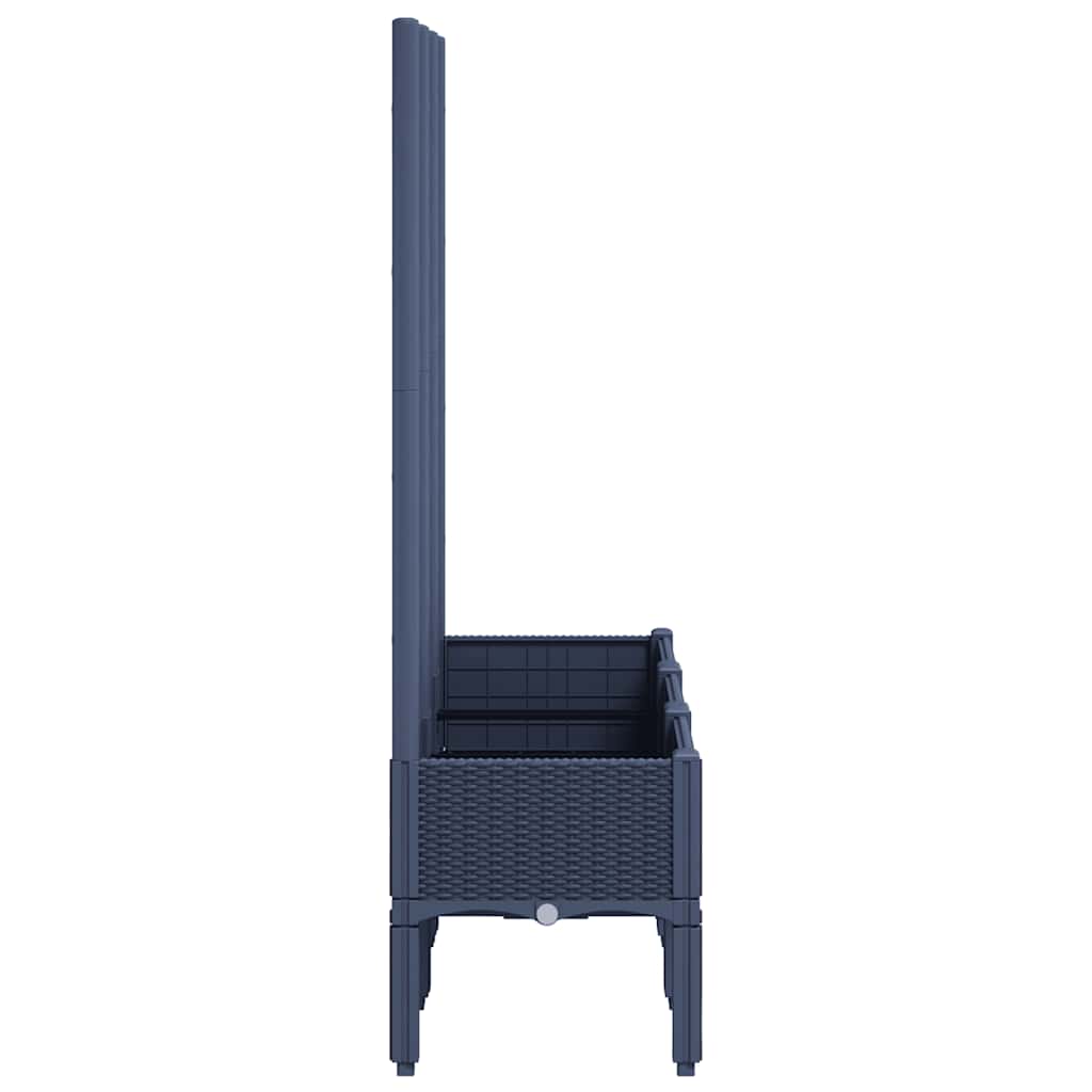 Vaso/floreira de jardim c/ treliça 120x40x142 cm PP cinzento azul