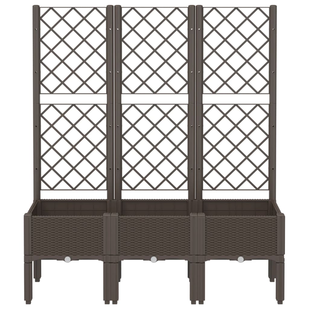Vaso/floreira de jardim c/ treliça 120x40x142 cm PP castanho