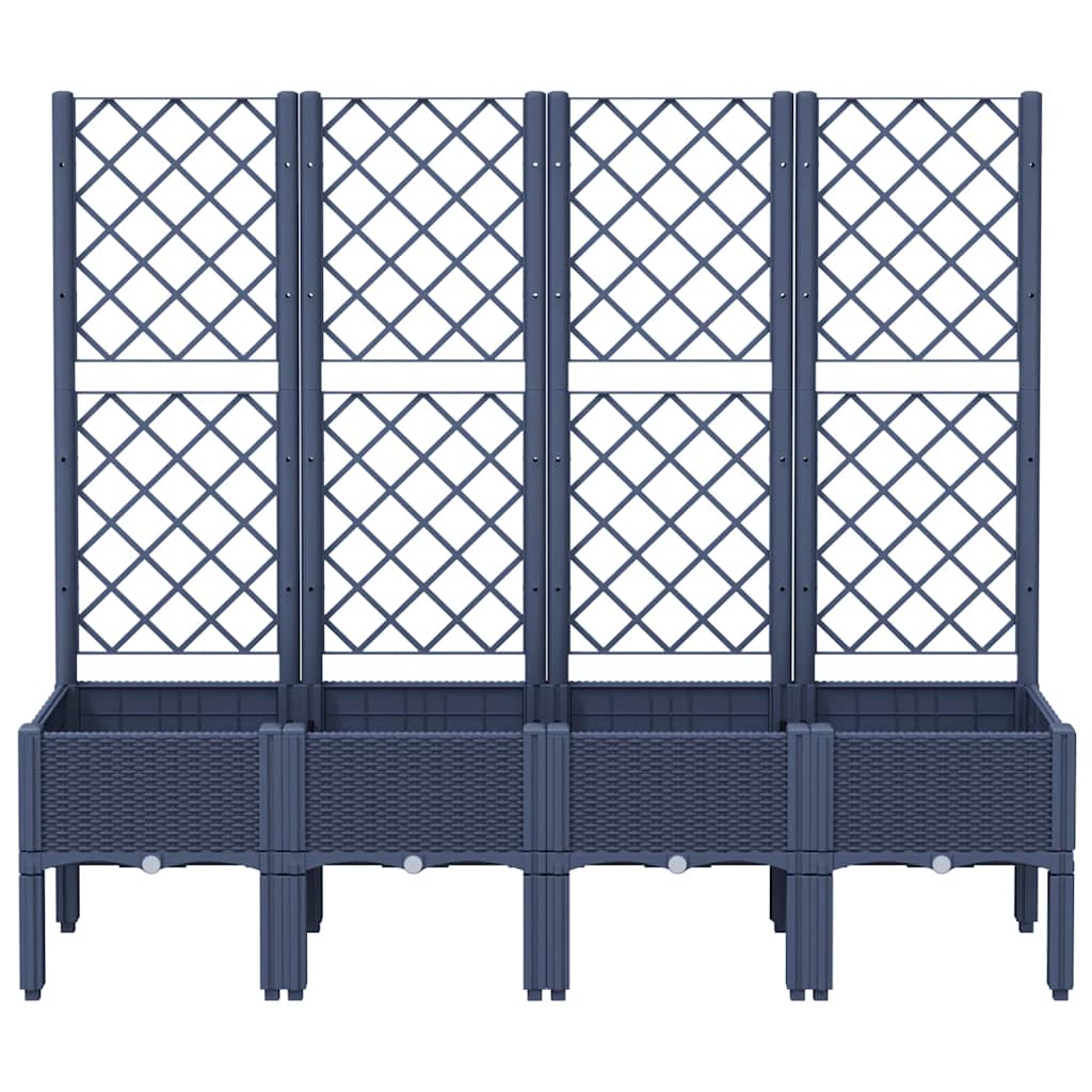 Vaso/floreira de jardim c/ treliça 160x40x142 cm PP cinzento azul