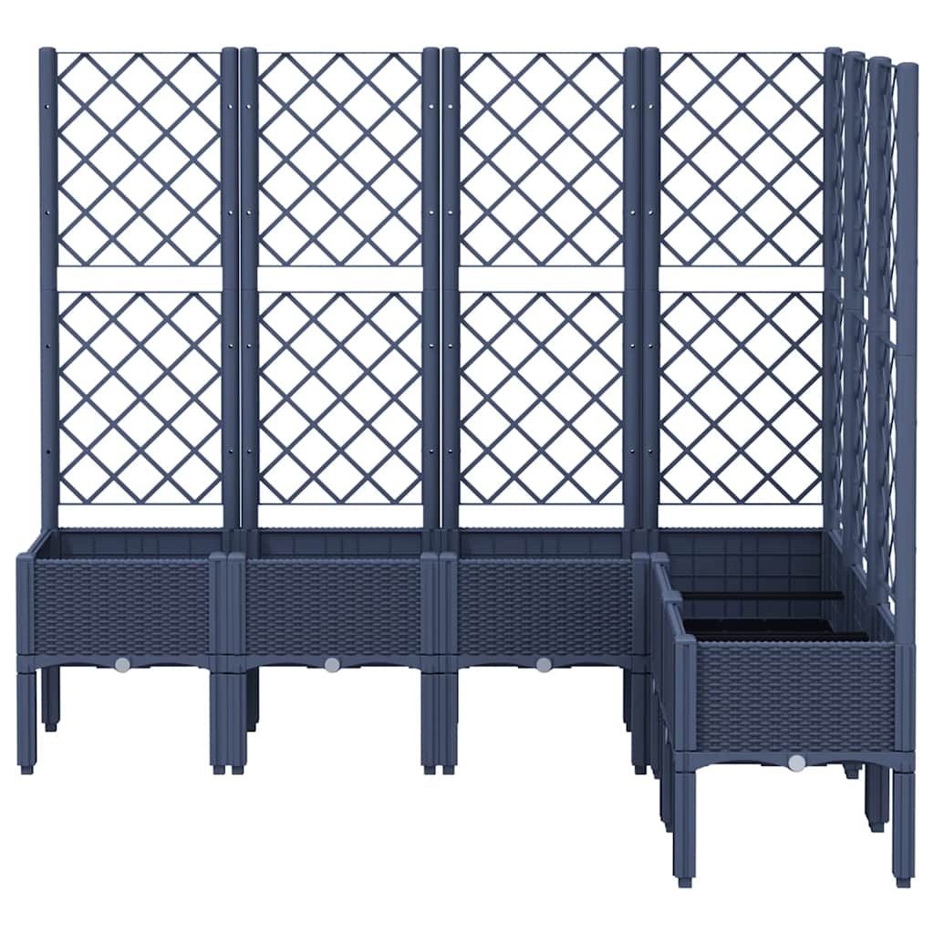 Vaso/floreira de jardim c/ treliça 160x120x142 cm PP cinzento azul