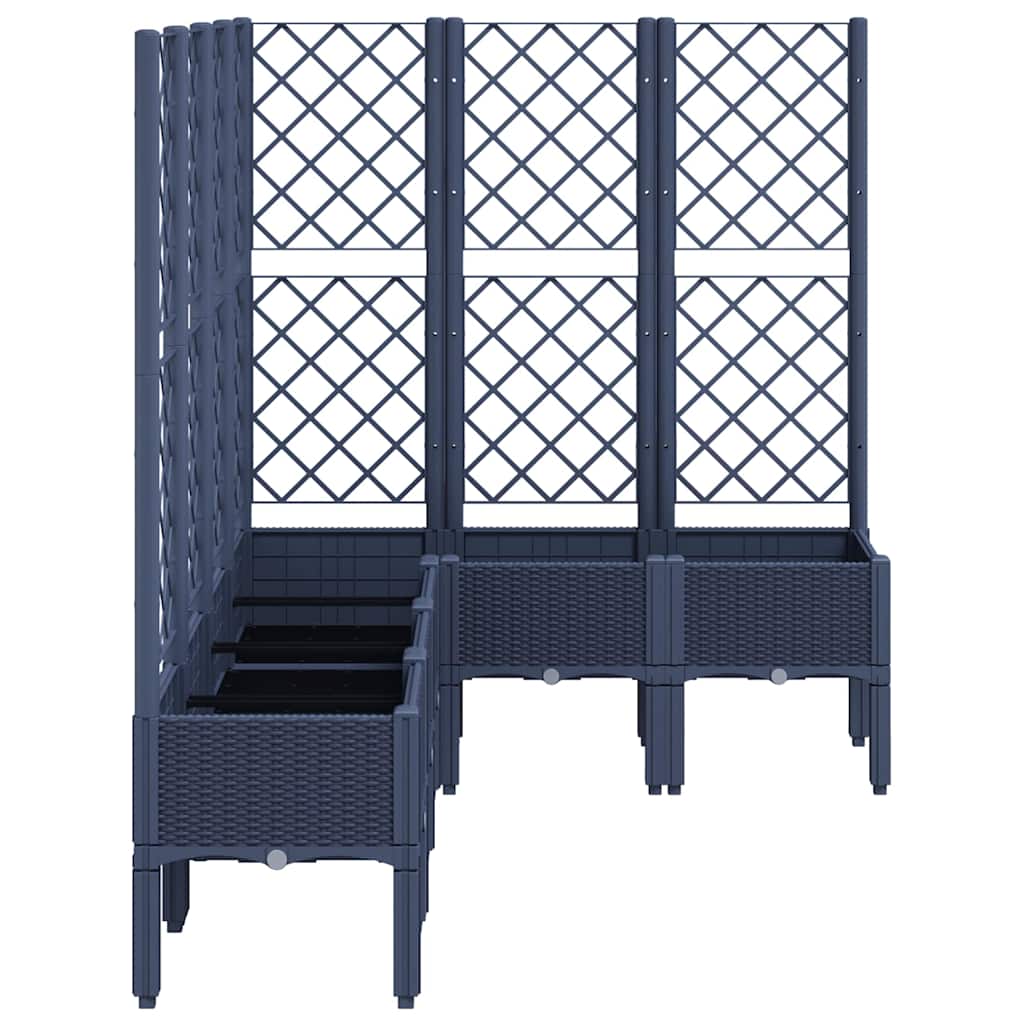 Vaso/floreira de jardim c/ treliça 160x120x142 cm PP cinzento azul