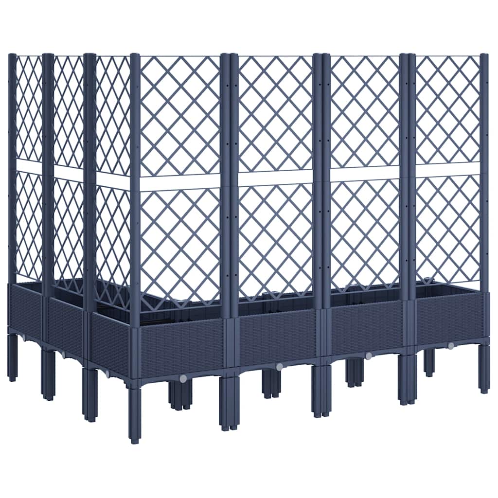 Vaso/floreira de jardim c/ treliça 160x120x142 cm PP cinzento azul