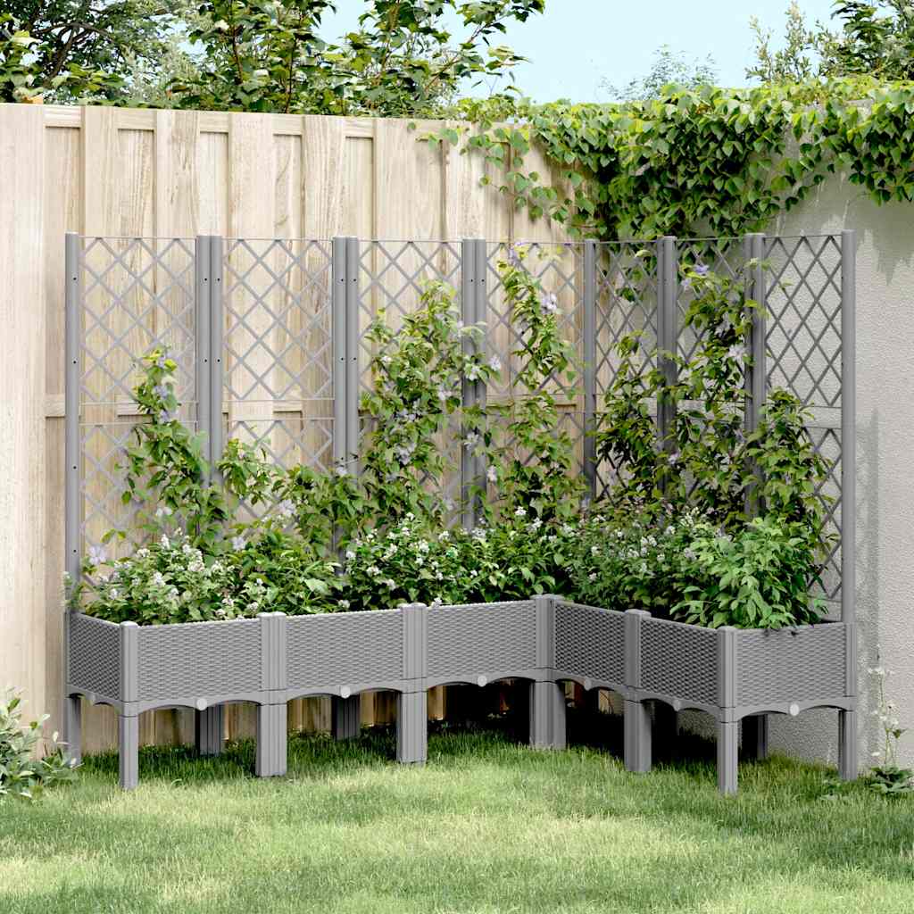 Vaso/floreira de jardim c/ treliça 160x120x142cm PP cinza-claro