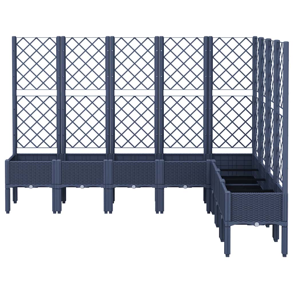 Vaso/floreira de jardim c/ treliça 200x160x142 cm PP cinzento azul