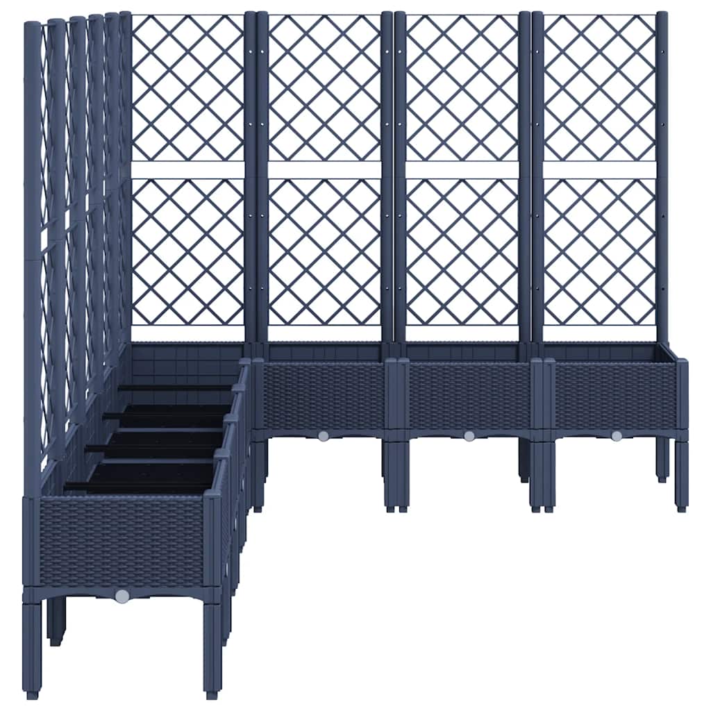 Vaso/floreira de jardim c/ treliça 200x160x142 cm PP cinzento azul